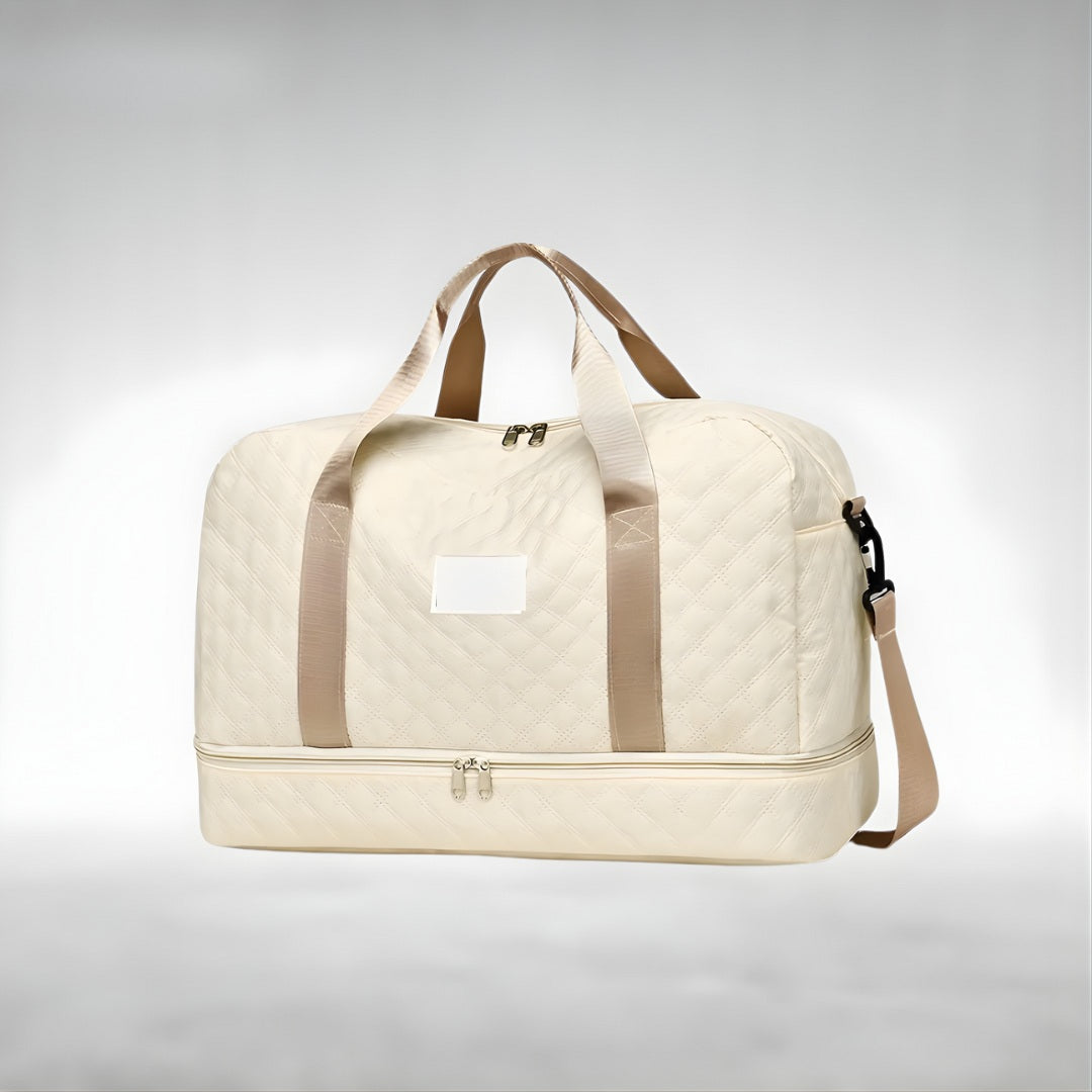 Tilde Quilted Weekender Bag in Beige