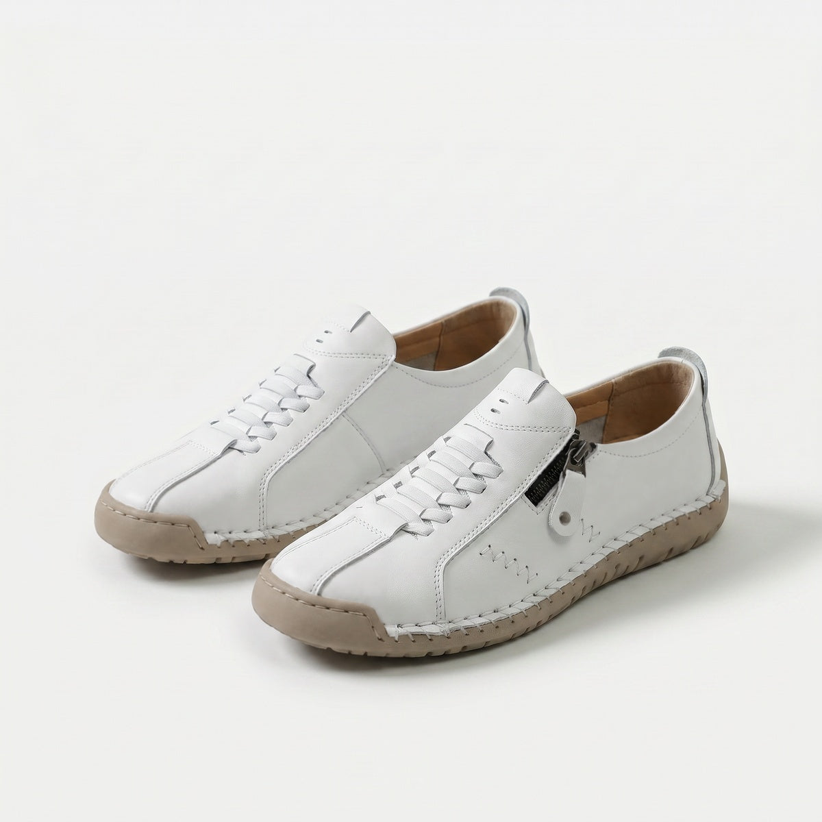 Alvina Side Zip Sneakers in White
