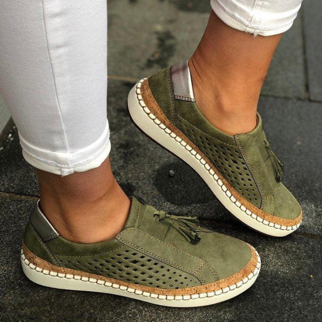 Angie Tassel Slip-On Shoes in Green