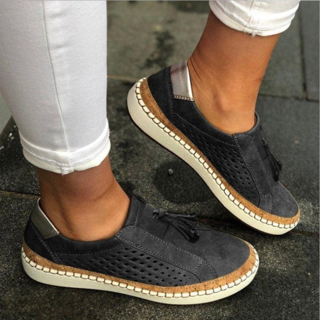 Angie Tassel Slip-On Shoes in Black