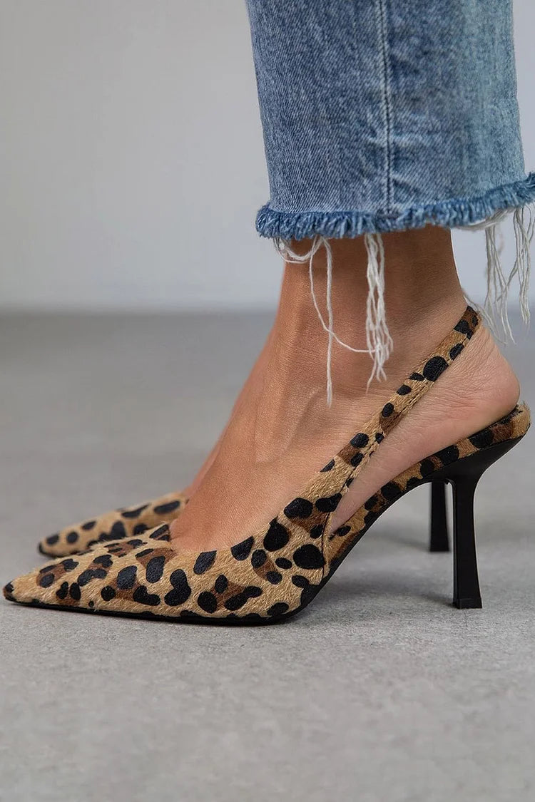 Veda Chic Leopard Slingback Heels