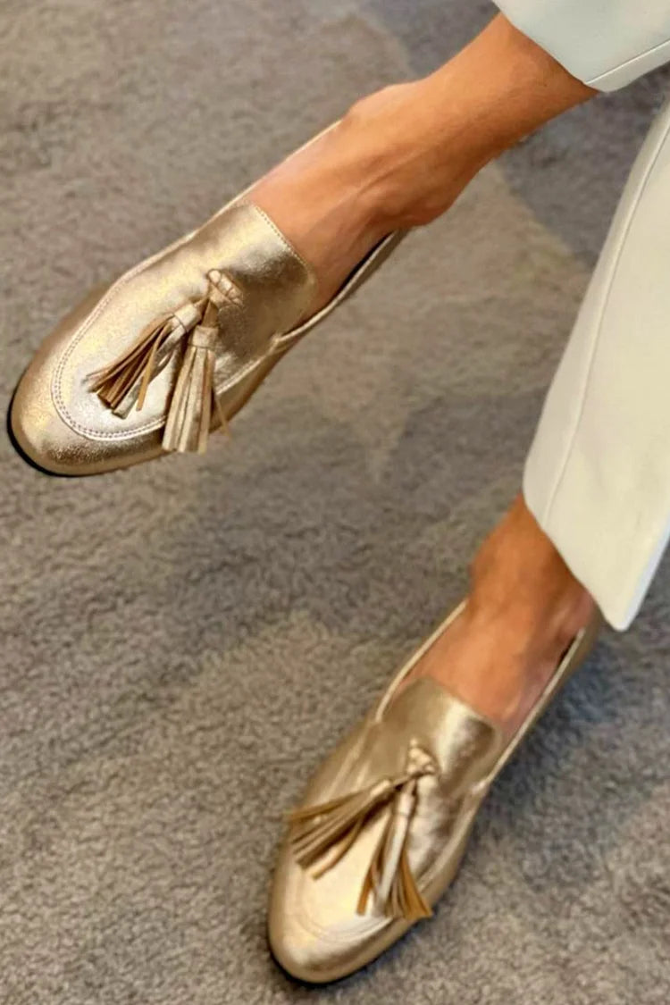 Laurel Chic Gold Moccasins