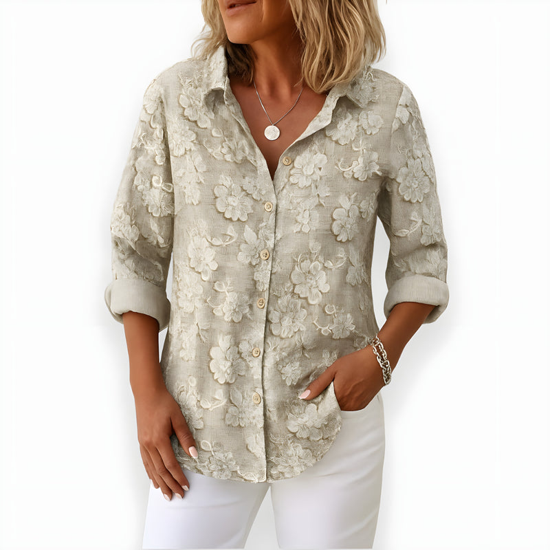 Mila | Floral Jacquard Blouse