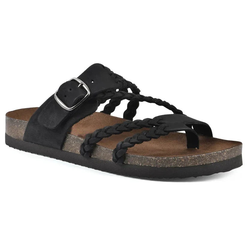Carissa Braided Cork Sandals in Black