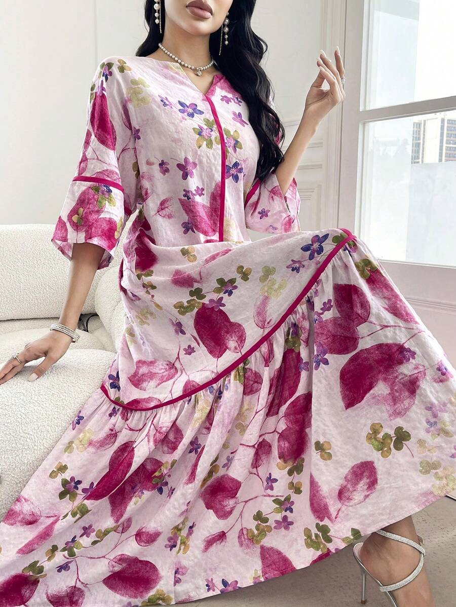 Leah | Floral Print Ruffle Dress