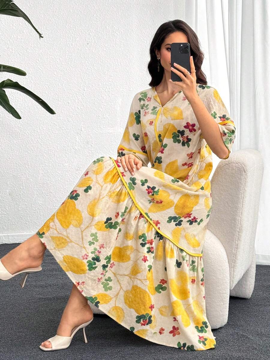 Leah | Floral Print Ruffle Dress