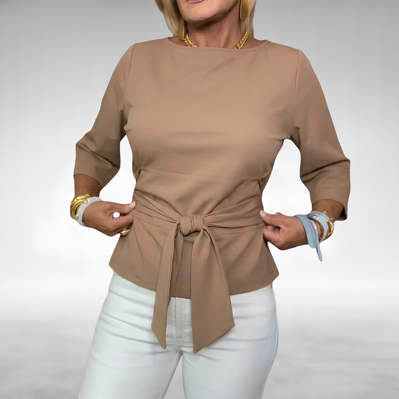 Avril Elegant Tie-Waist Blouse