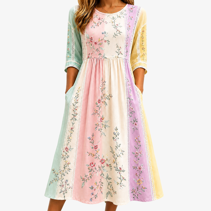 Harper | Pastel Garden Pocket Midi Dress