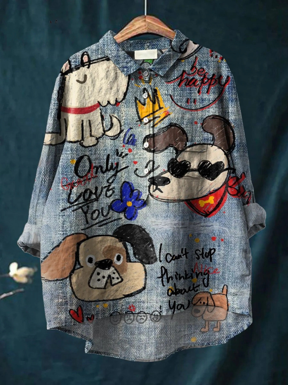 Quincy - Cute Dog Art Print Casual Shirt