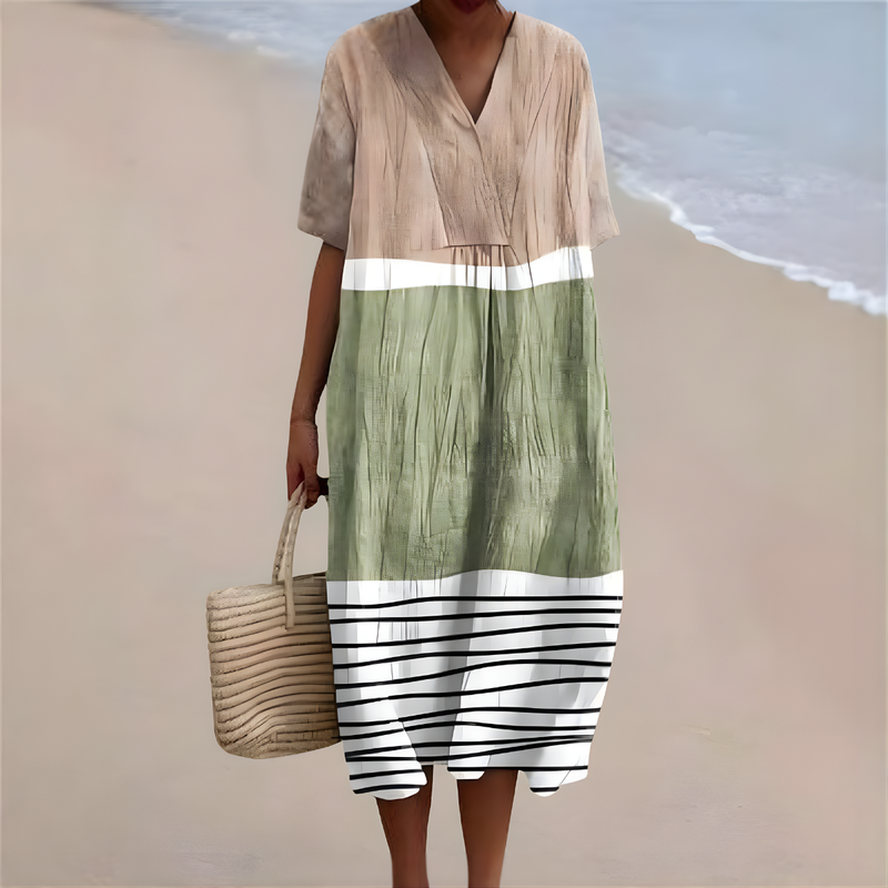 Yareli | Coastal Block-Stripe Summer Dress