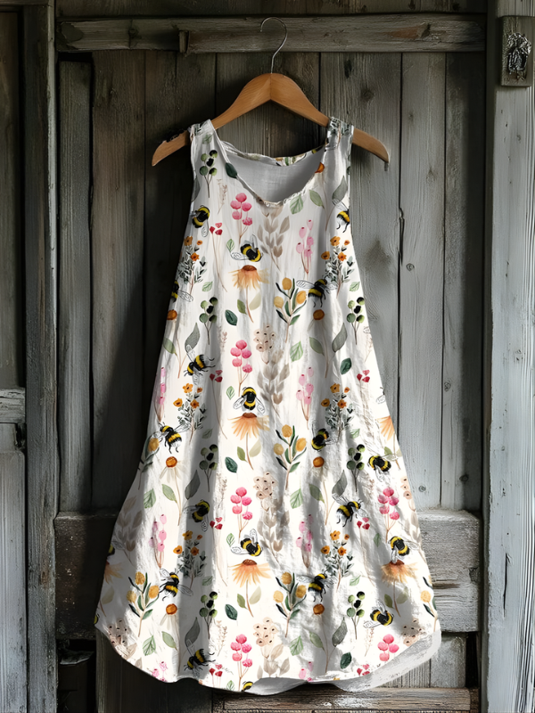 Wild Garden Bee Linen Dress