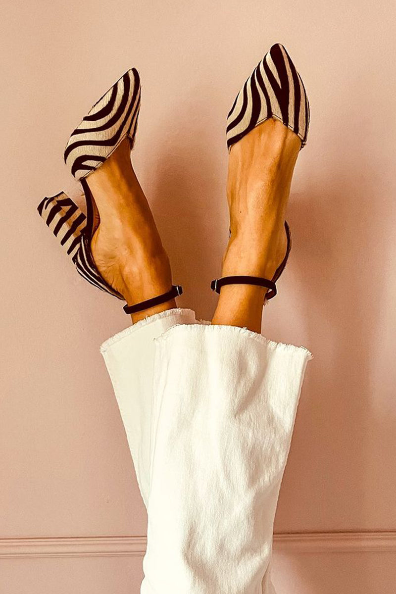Zebrina Strappy Zebra Mid-Heels