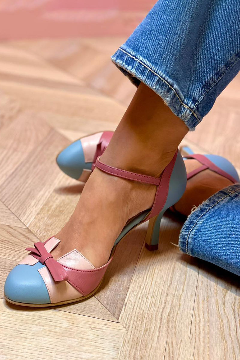 Rose Colorful Bow Heels