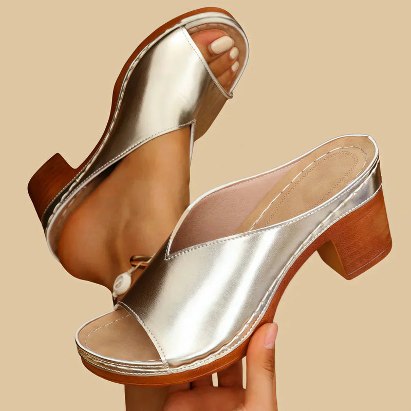 Navy | Orthopedic Thick Heel Sandals