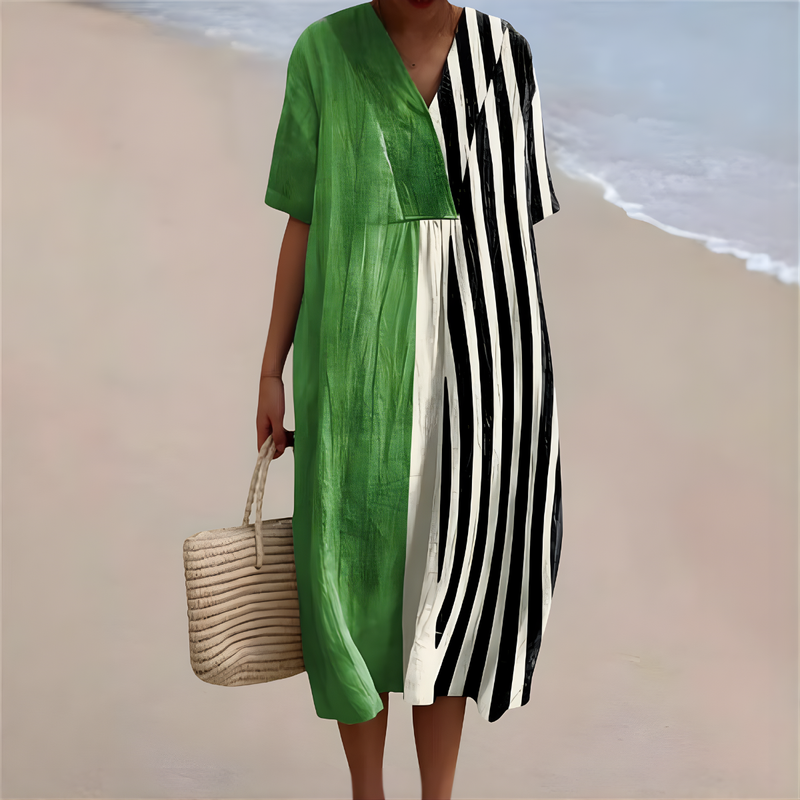 Janelle | Green & Black Striped Summer Dress