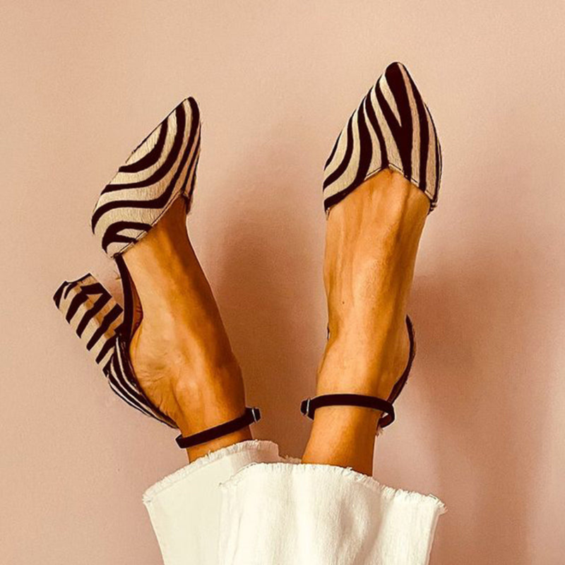 Zebrina Strappy Zebra Mid-Heels