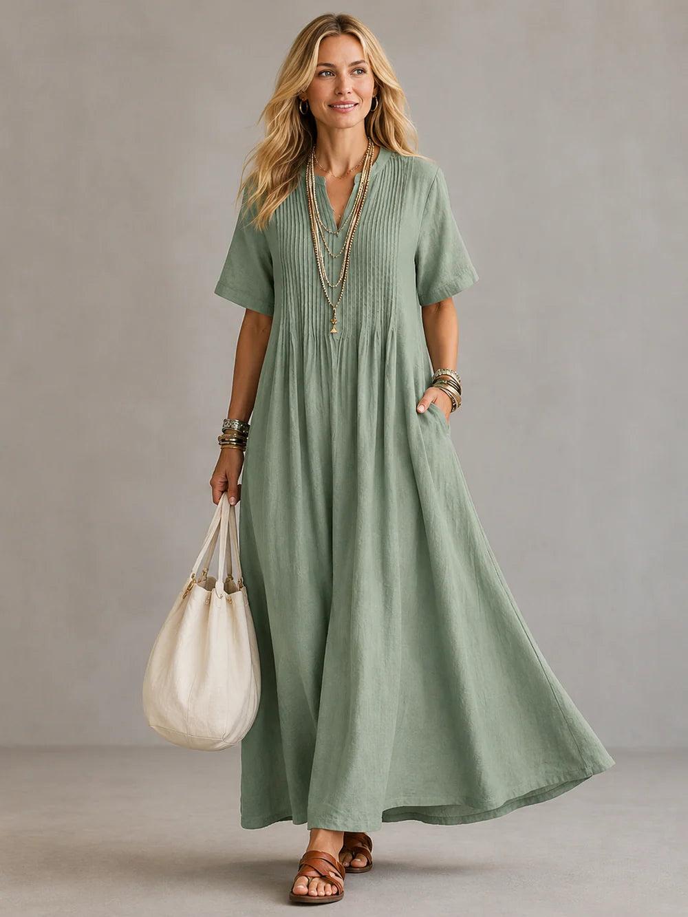 Genesis Flowing V-Neck Maxi Dress