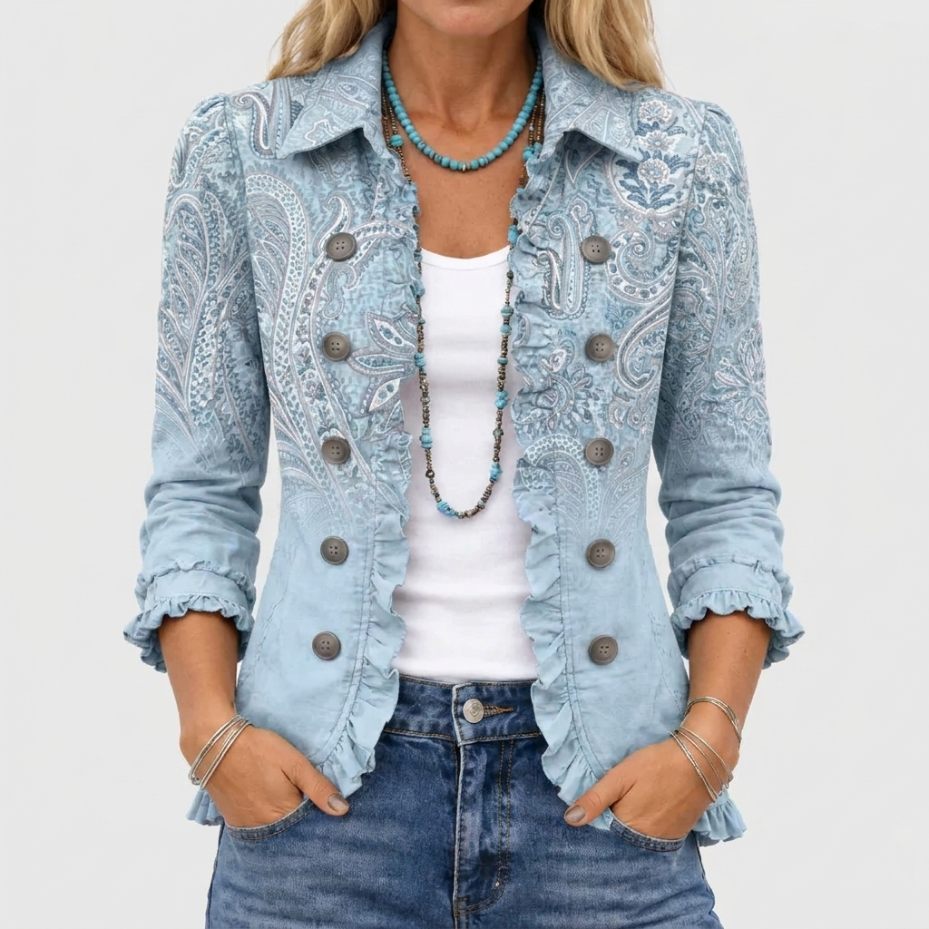 Annabel | Retro Paisley Ruffle Jacket