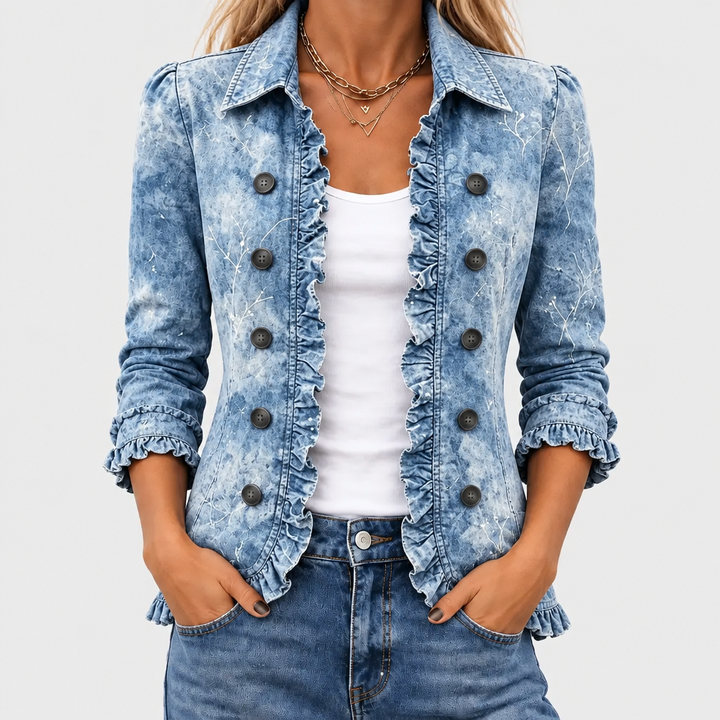 Rosamund | Vintage Botanical Print Ruffle Jacket