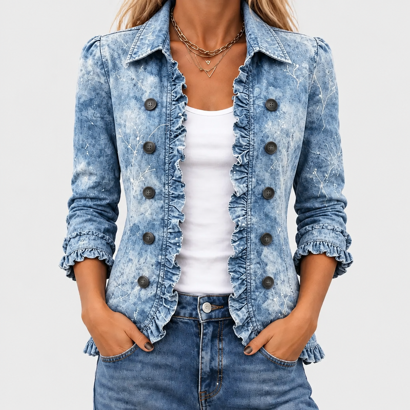 Rosamund | Vintage Botanical Print Ruffle Jacket