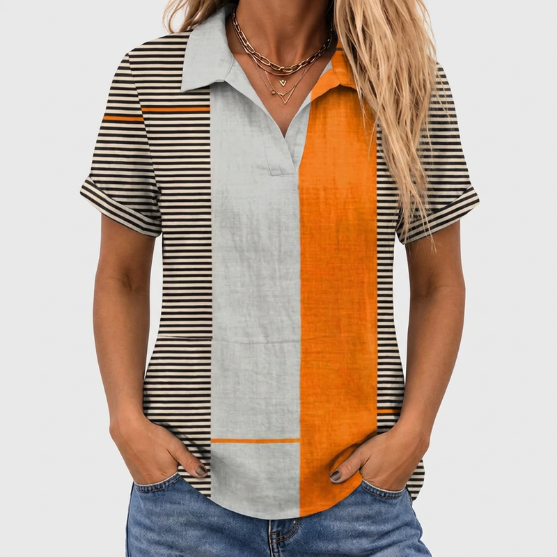 Kathleen | Colourblock Collared Top