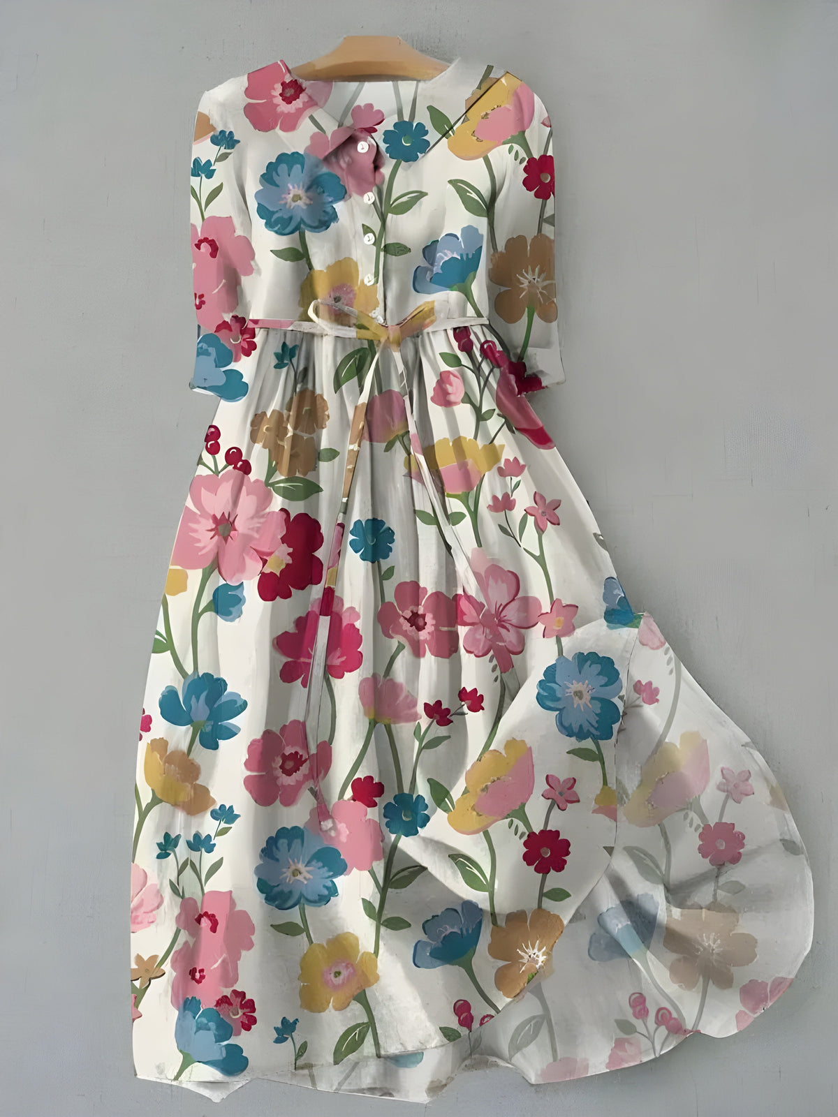 Sienna Button-Up Waist Tie Floral Dress