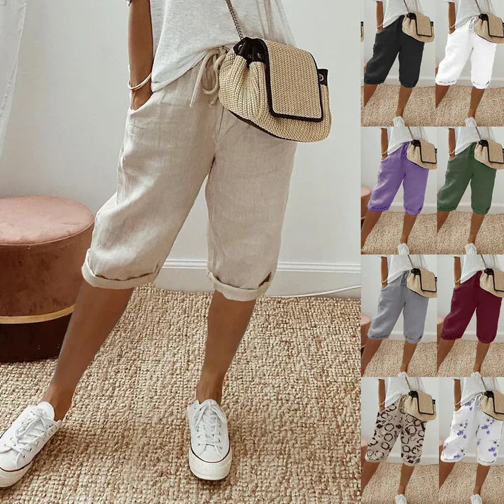 Aleah Elegant Linen-Cotton Trousers