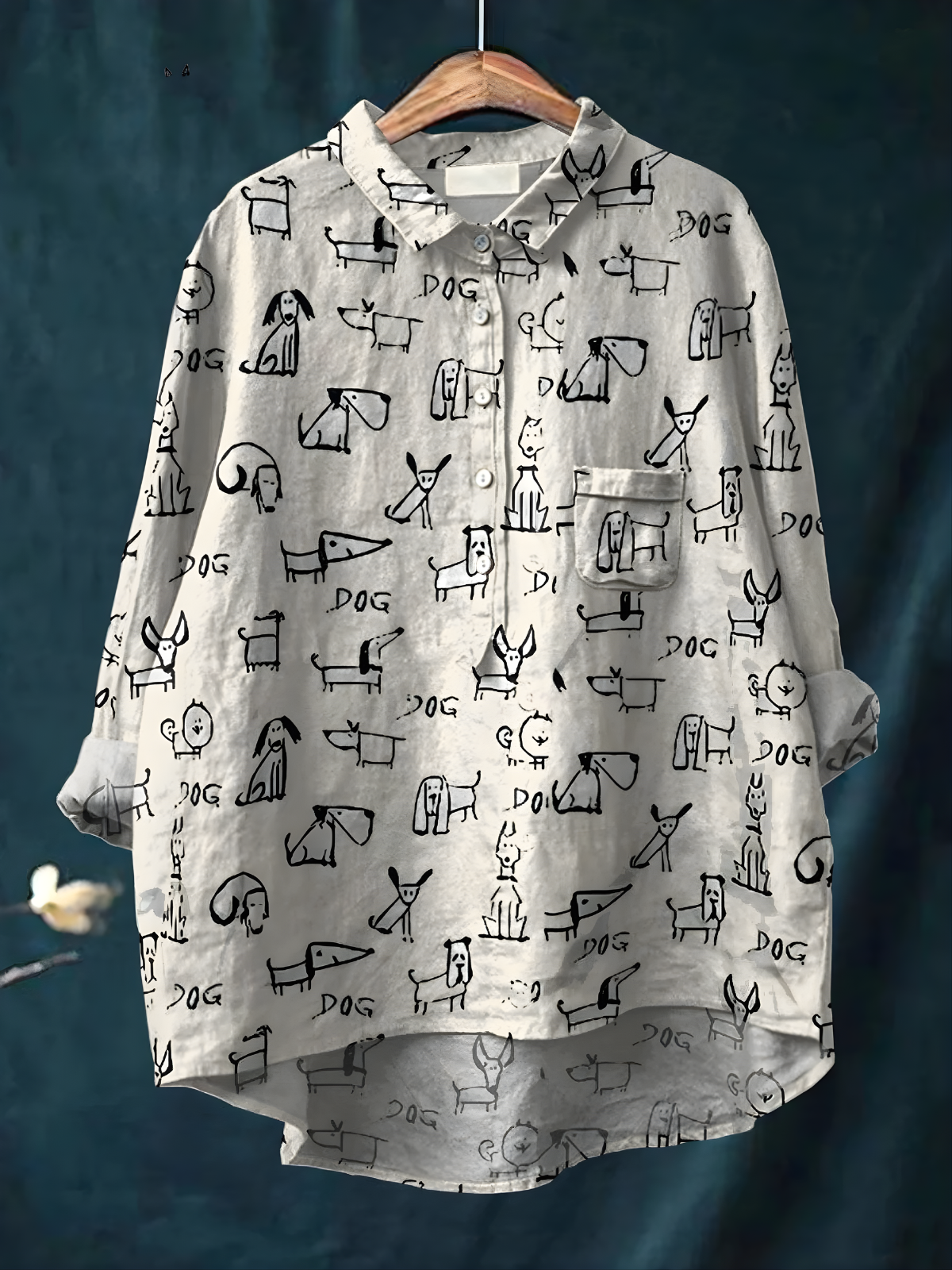 Raina - Women's Cute Dog Print Casual Shirt
