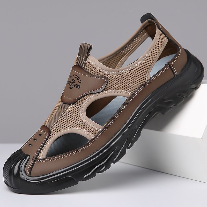 Abbie Closed-Toe Mesh Sandals in Brown