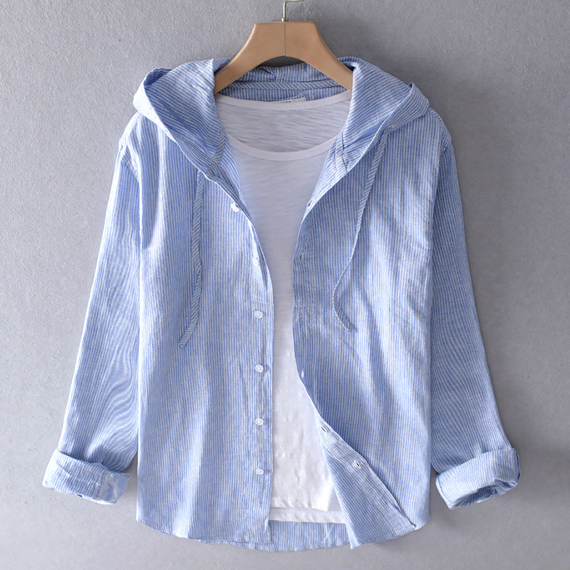 Adeleine Hooded Pinstripe Shirt