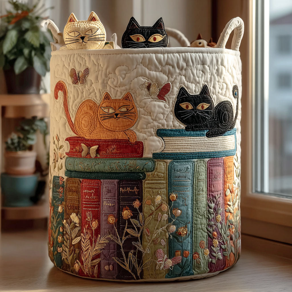 Adrienne Book Cats Basket in Multicolor
