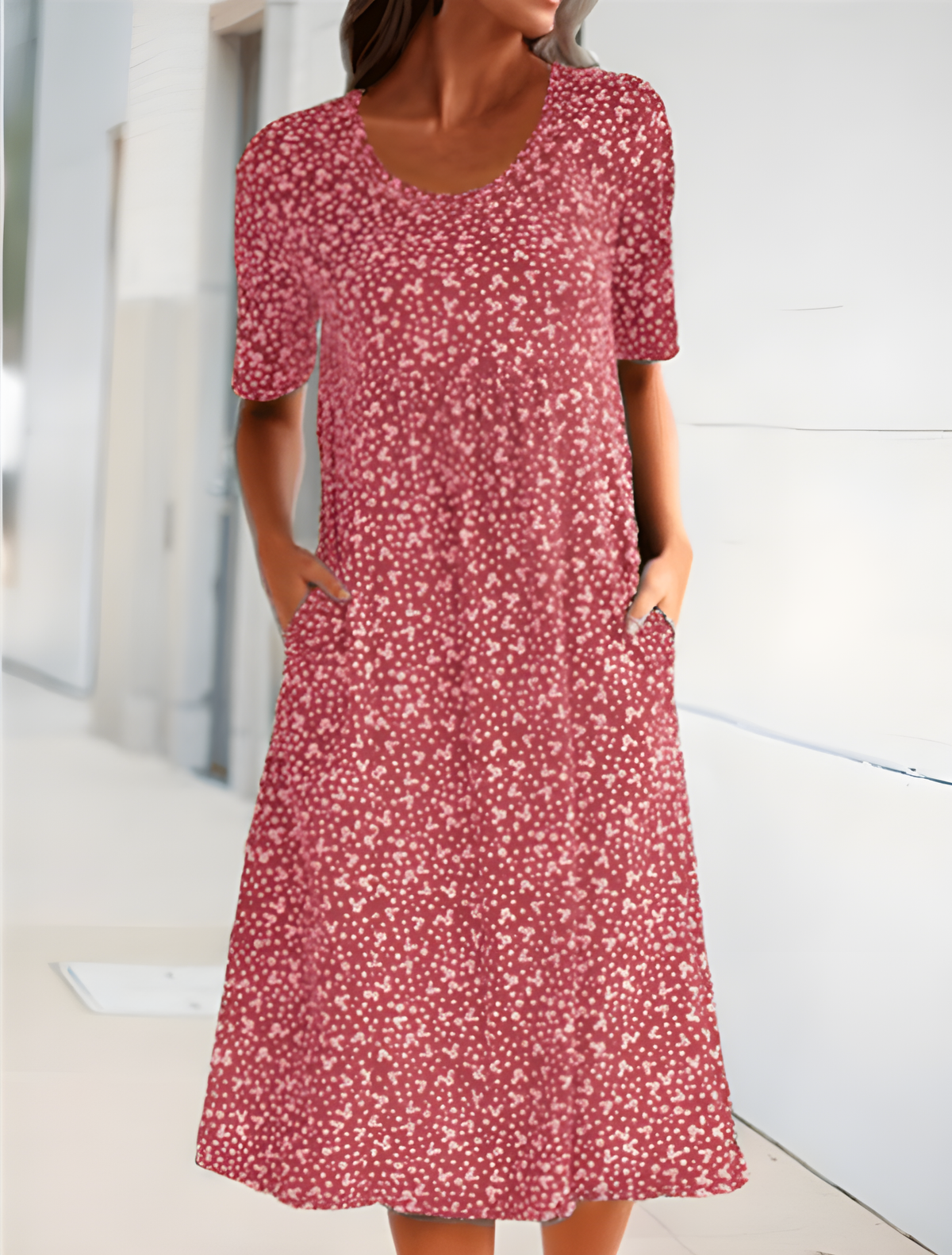Aelita Speckled Pocket Dress in Red