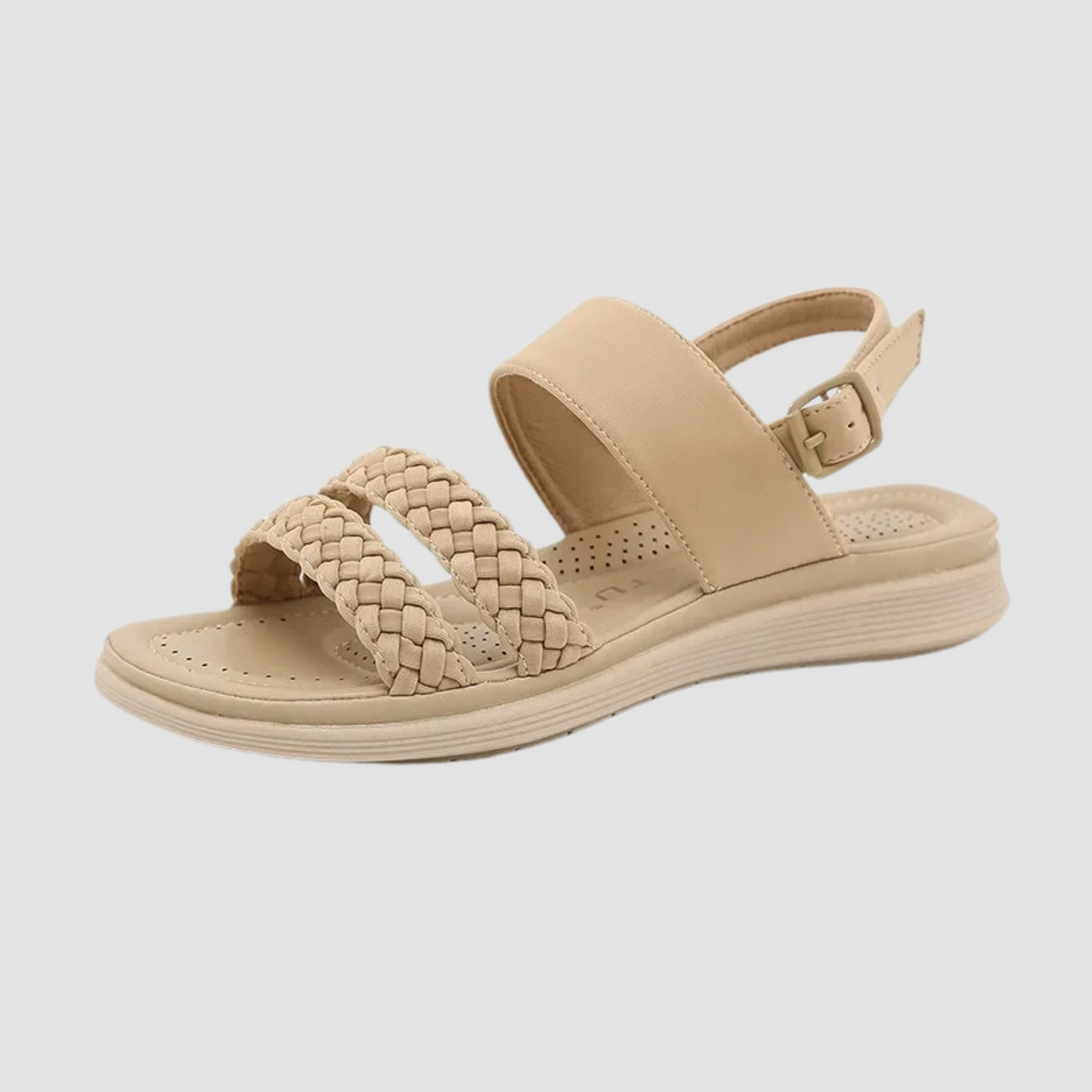 Agnella Braided Band Sandals in Beige