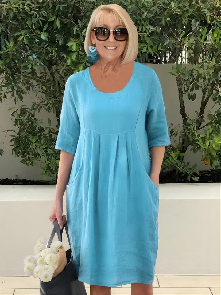 Ailbhe Pleated Pocket Dress in Blue