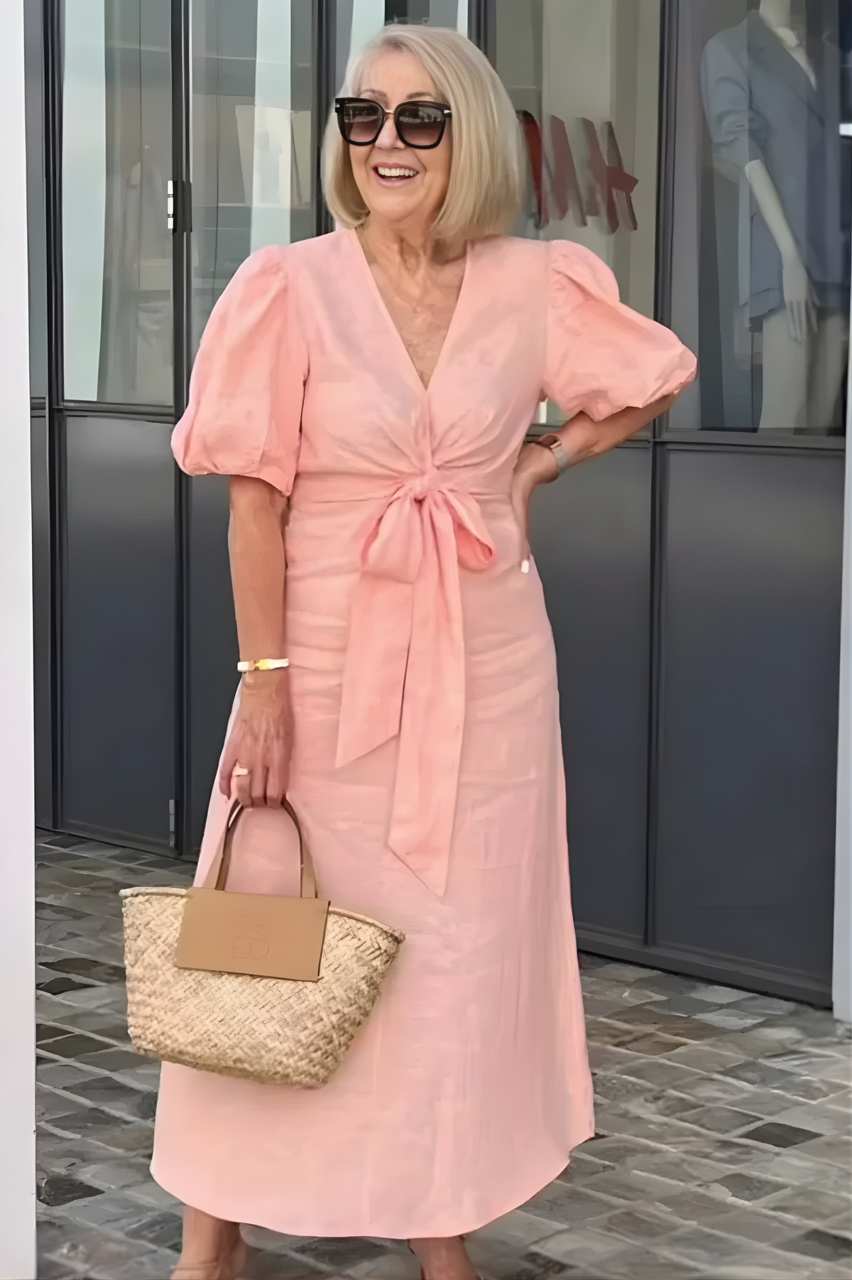 Aisling Tie Waist Dress in Pink