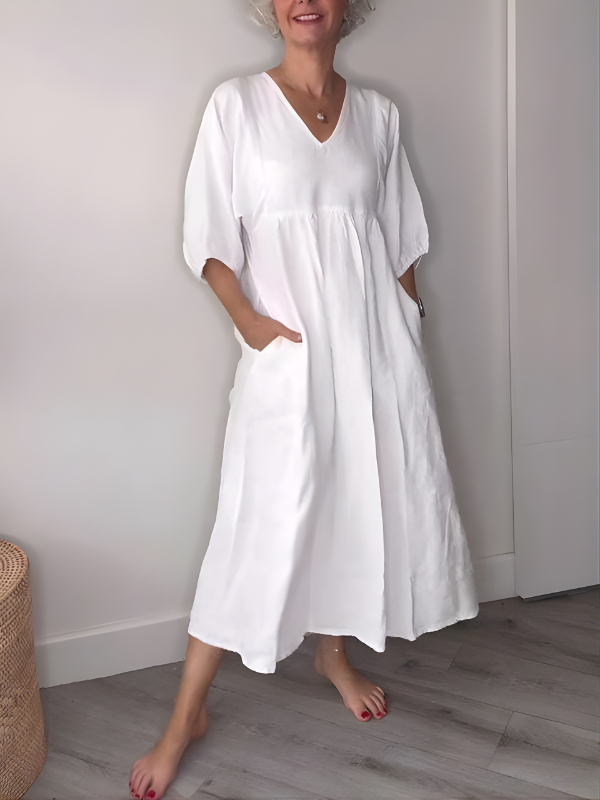 Aldora V-Neck Pocket Dress