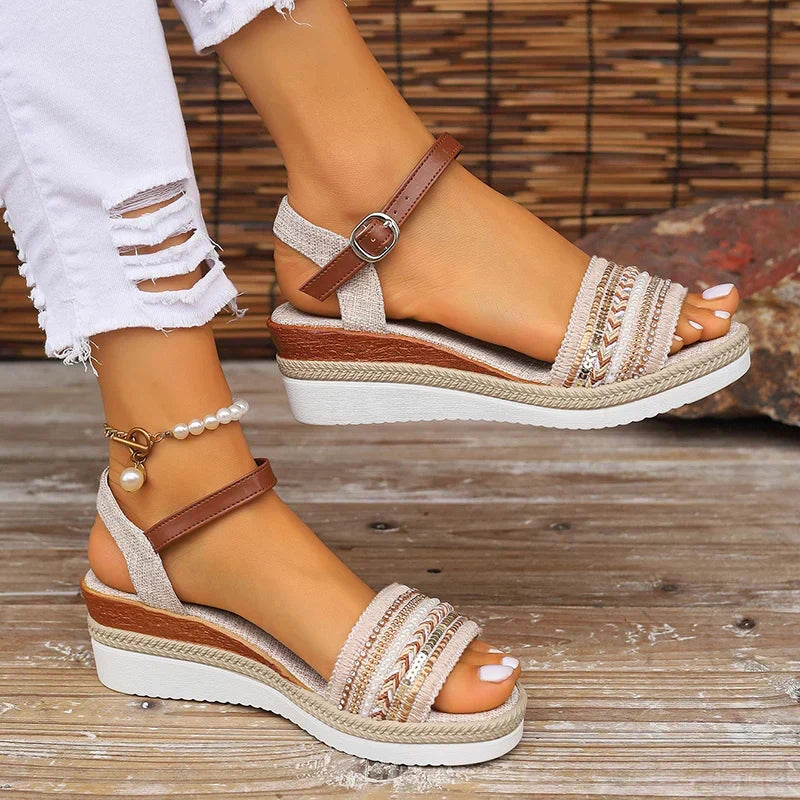 Alinta Embellished Wedge Sandals