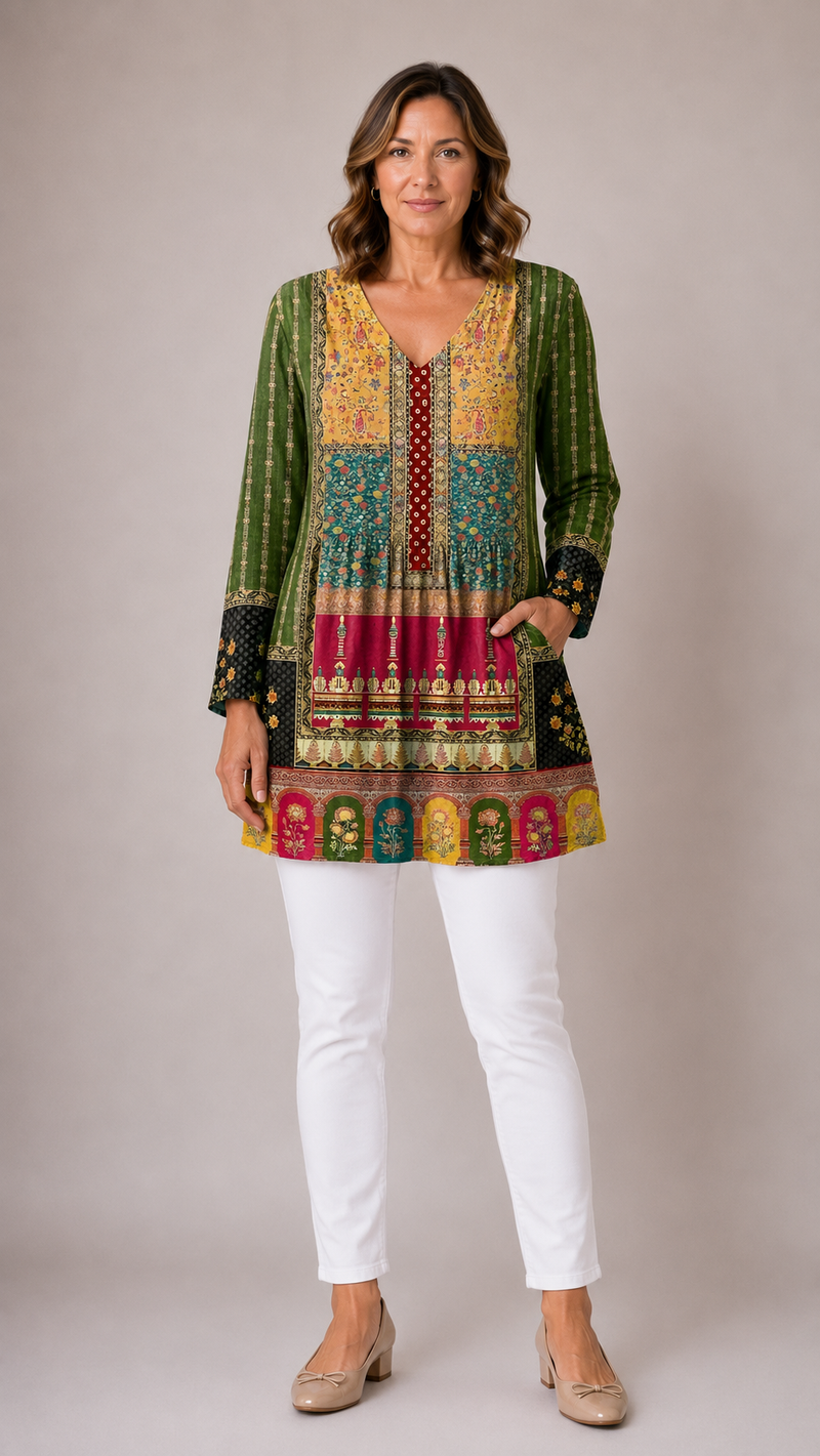 Alisa Patchwork Print Tunic