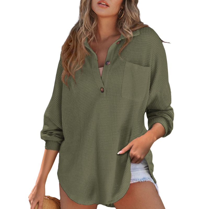 Allegria Waffle Knit Tunic in Green