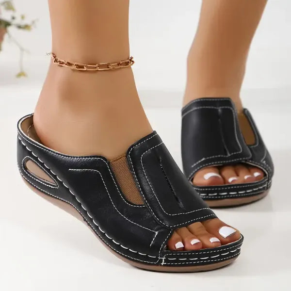 Alys Elastic Wedge Slides in Black