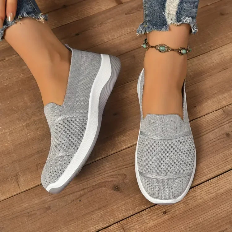Amabel Knit Slip-On Sneakers in Grey
