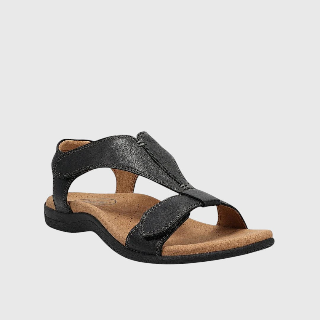 Angela Adjustable Strap Sandals in Black