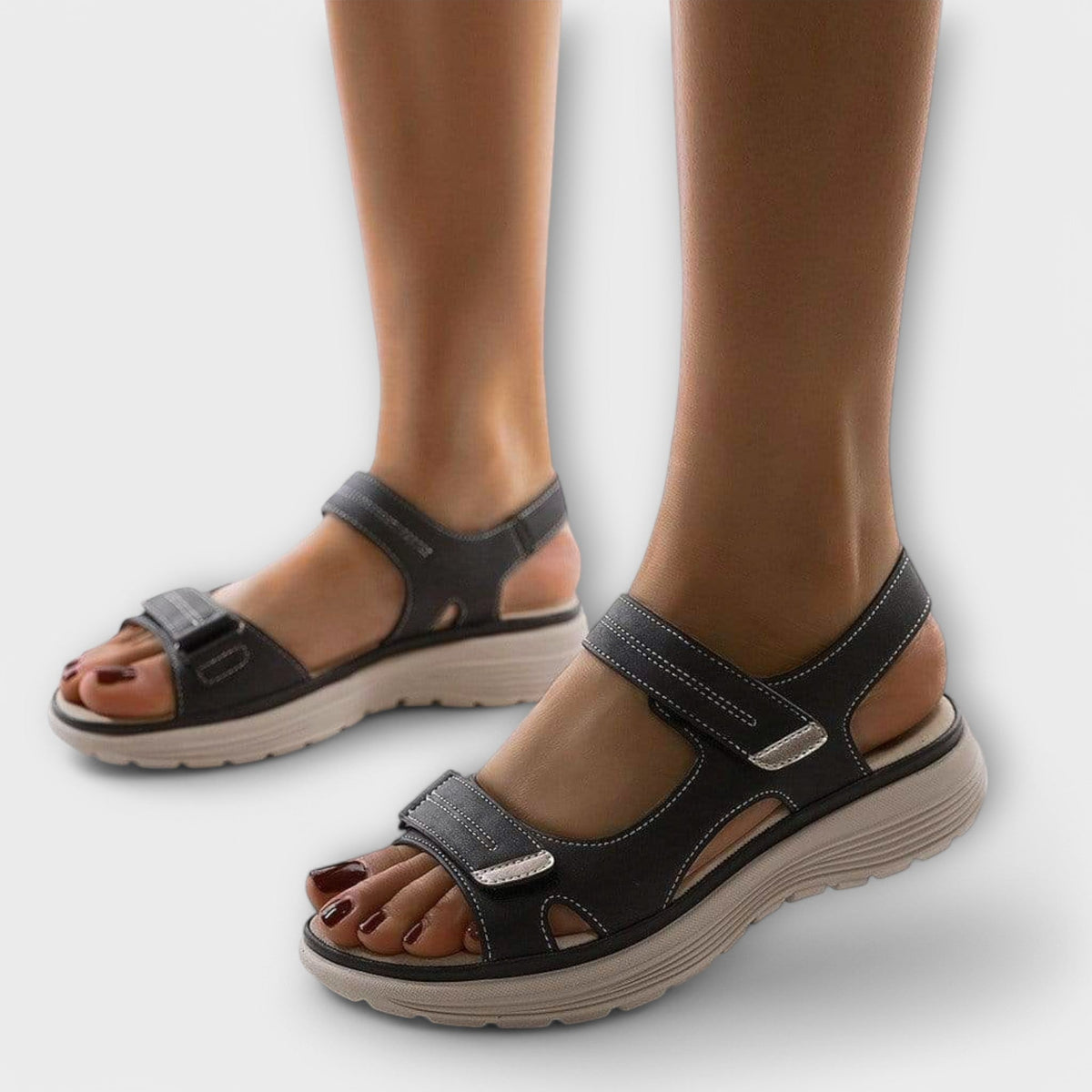 Angelina Sporty Strap Sandals in Black