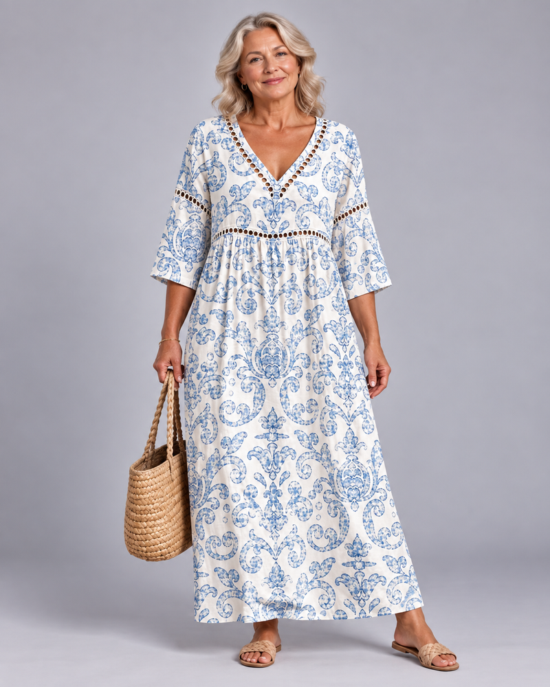 Annelie Damask Print Dress