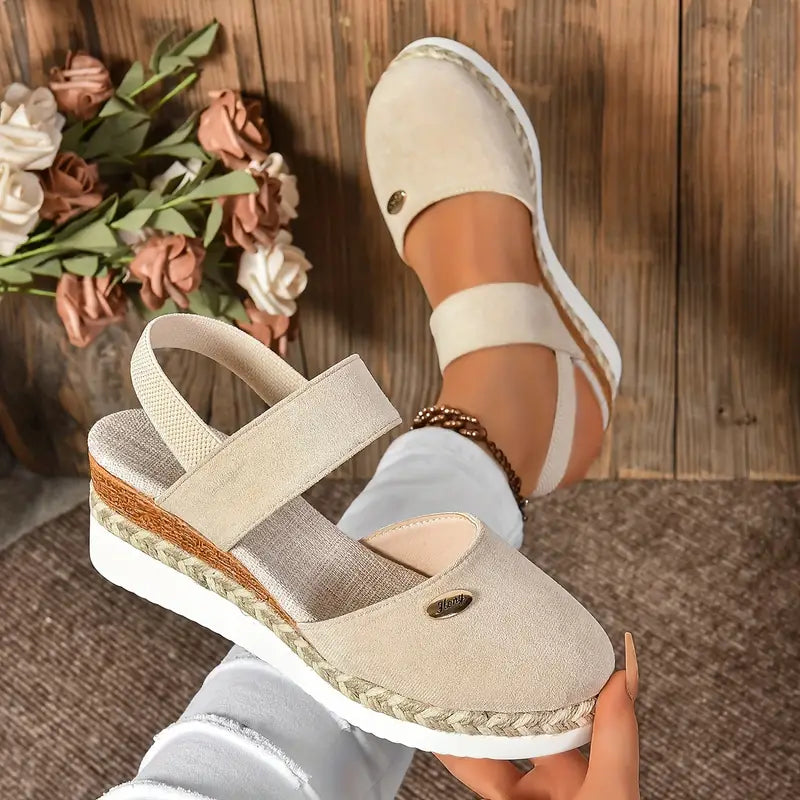 Annis Closed-Toe Espadrille Wedges in White