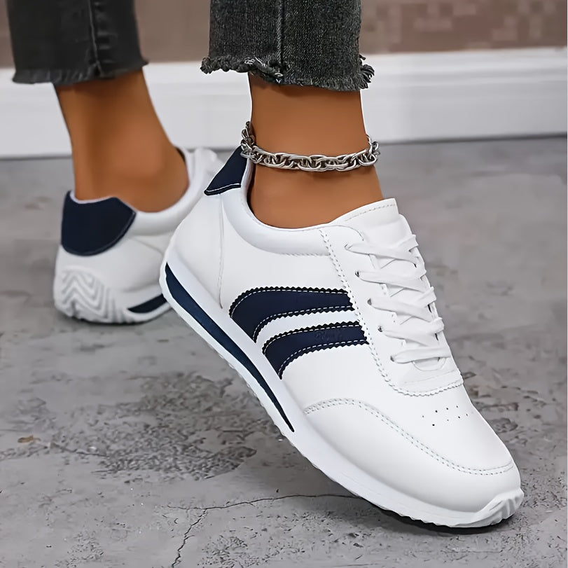 Arleen Retro Stripe Sneakers in White