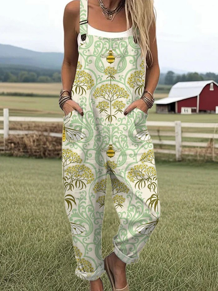 Ashlyn Bee Damask Dungarees
