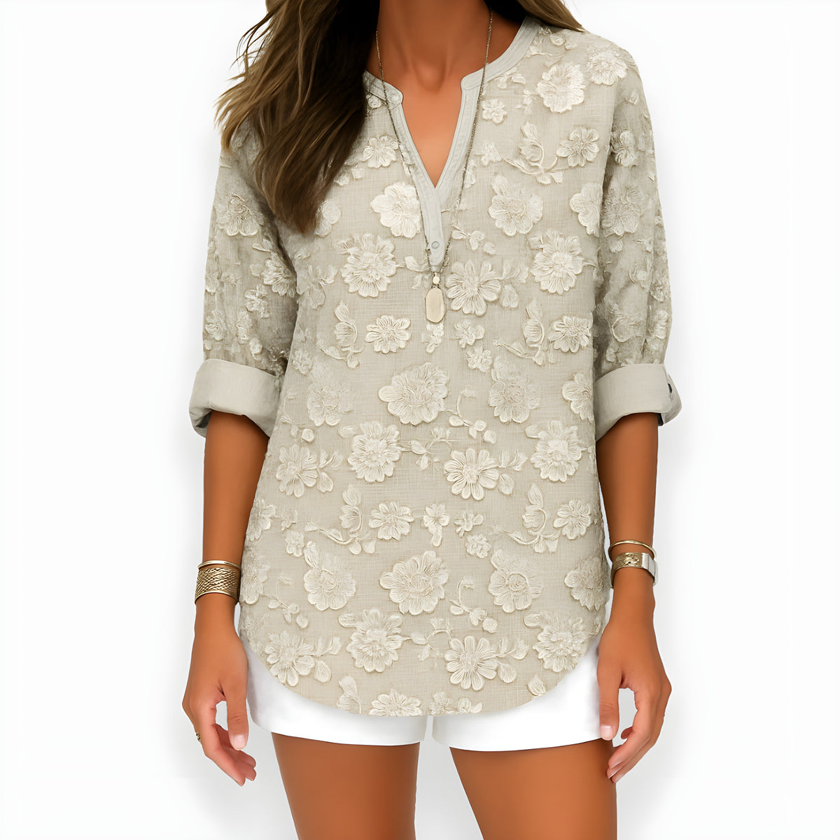 Auberta Split-Neck Floral Blouse