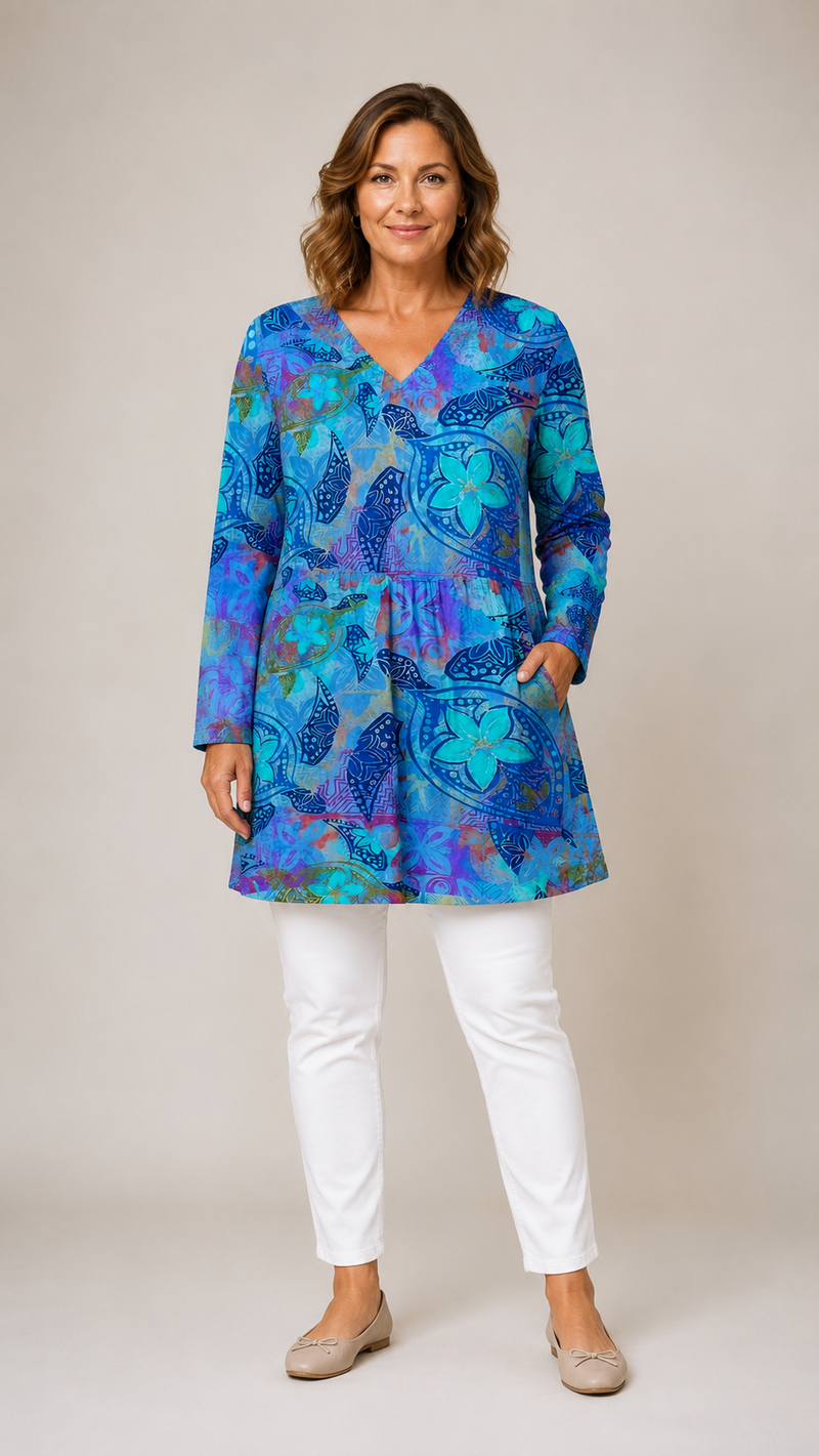 April | Long Blouse with V-Neck
