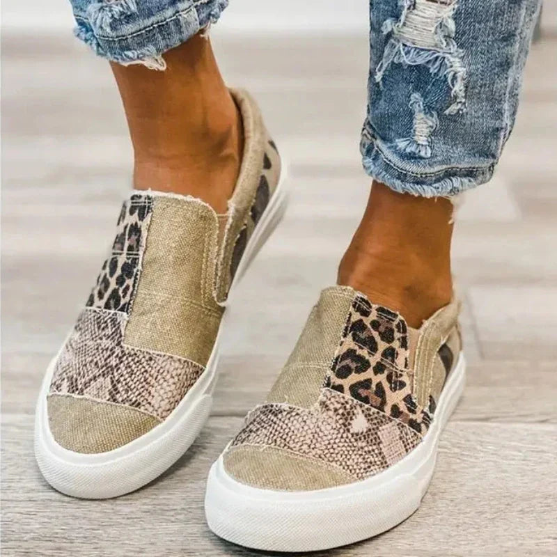 Bailey Patchwork Print Slip-Ons in Khaki